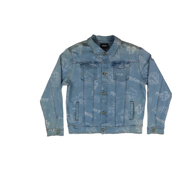 Pink Dolphin Other - Pink Dolphin Scribbles All Over Print Light Wash Trucker Denim Jean Jacket L